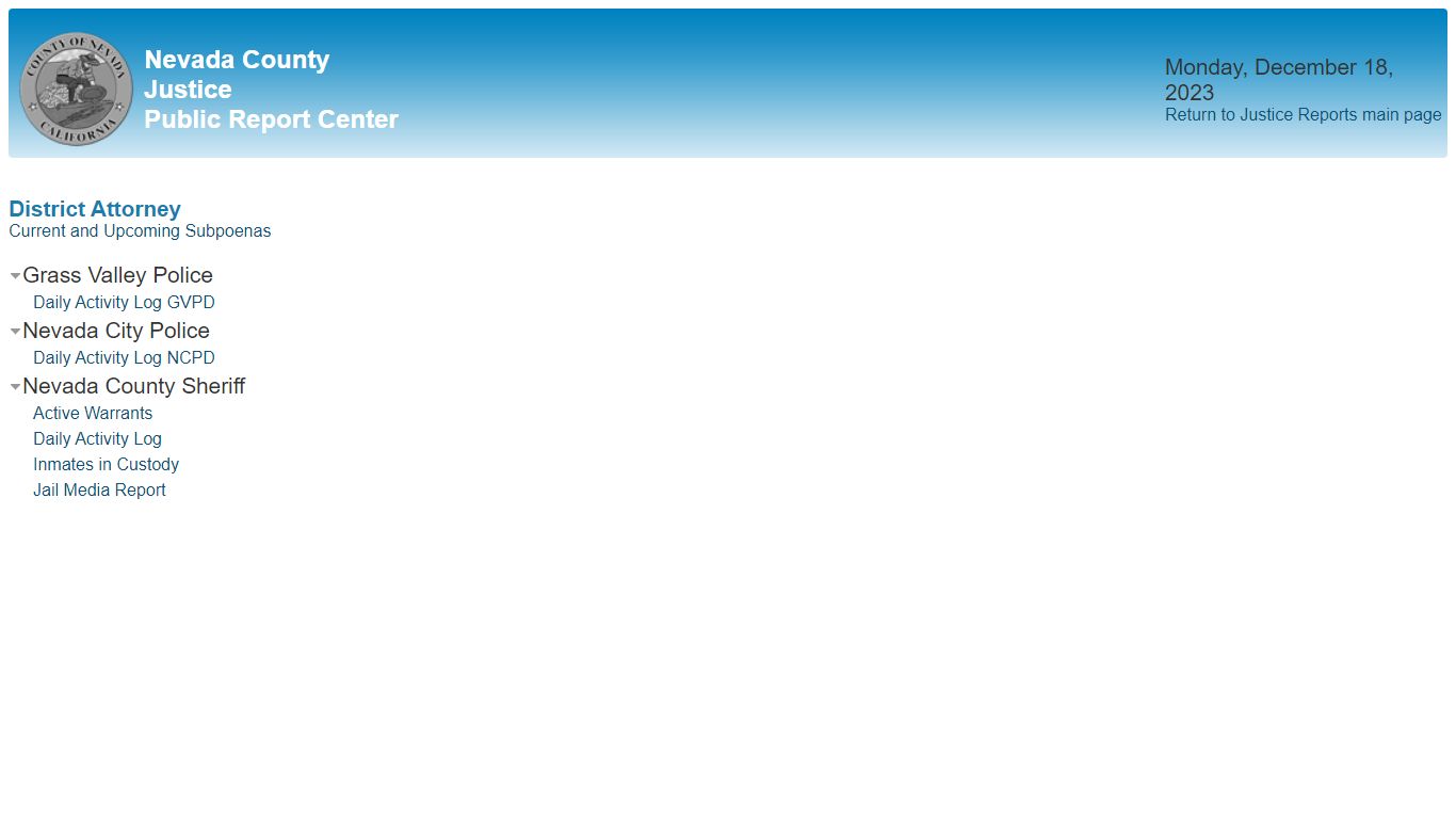 Justice Public Report Center - reports.nevcounty.net